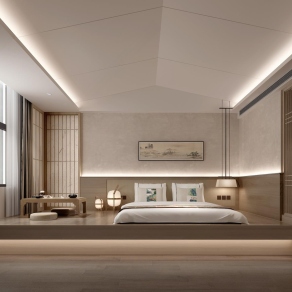 日式酒店客房3D模型下载